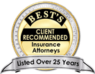 Best's Client Recommended Insurance Attorneys Listed Over 25 Year